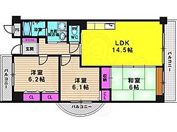 ウエストコート大利 3LDKの間取図画像