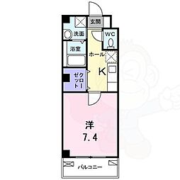 セイバリープレース 1Kの間取図画像