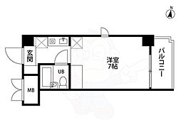 チコーベルメゾン桂 1Kの間取図画像