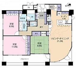 リーガル京都四条河原町通り2 3LDKの間取図画像