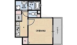 スミカ六角高倉 1Kの間取図画像