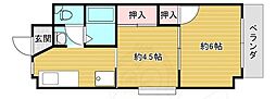 サンライズロード梅宮A 2Kの間取図画像
