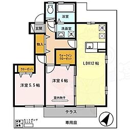 メゾン・ド・ブリエ 2LDKの間取図画像