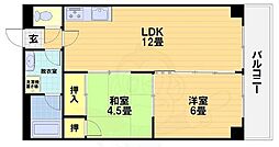 シャトーウメダ 2LDKの間取図画像