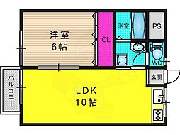 ユニメント山口 1LDKの間取図画像