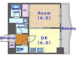 四条大宮シャトー朝日 1DKの間取図画像