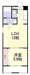 東池田町マンション 1LDKの間取図画像