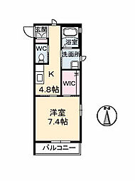 カーサ・アコレテ1 1Kの間取図画像