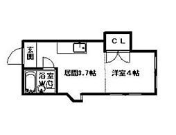 サンシャイン白石 4階1DKの間取り
