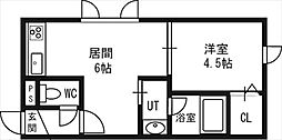 リッチタウン栄通六番館 1DKの間取図画像