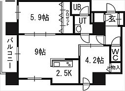 クレジデンス札幌・南4条 2LDKの間取図画像