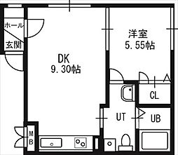 PRESENCE発寒南2 1LDKの間取図画像