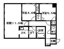 モデュロール 2LDKの間取図画像