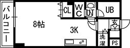 プライムアーバン北14条 1Kの間取図画像