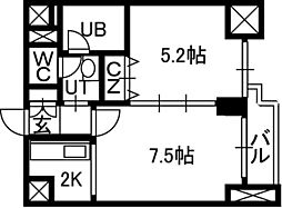 トレジャーコートA 1LDKの間取図画像