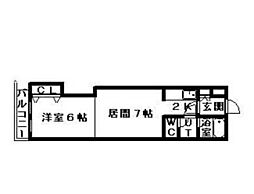 ル・クラシック13B 1DKの間取図画像