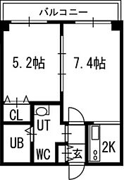 グランカーサ南11条 1LDKの間取図画像