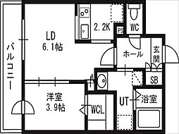 ALPHASQUARE北12西3 1LDKの間取図画像