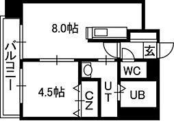 プライム・アーバン北11条 1LDKの間取図画像