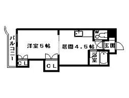 クレセント細川北25条 1DKの間取図画像