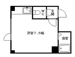 コスモス菊水 ワンルームの間取図画像