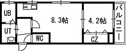 クラッセ知事公館前 1LDKの間取図画像
