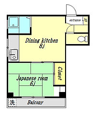 ハイツ山川 4階1DKの間取り