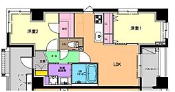 ルヴェール多摩川 3階2LDKの間取り