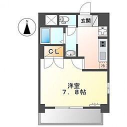 ANビル 5階1Kの間取り
