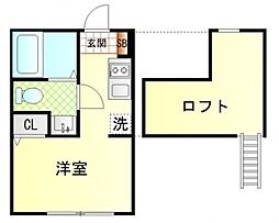 プロスペリテ 2階ワンルームの間取り