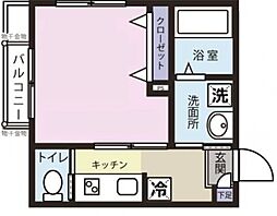 エスポワール東大井 3階1Kの間取り