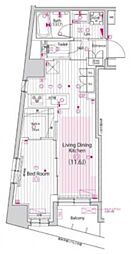 グランド・ガーラ横浜新子安 8階1LDKの間取り