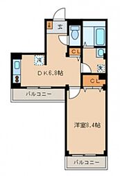 グリーンリーフ 1DKの間取図画像