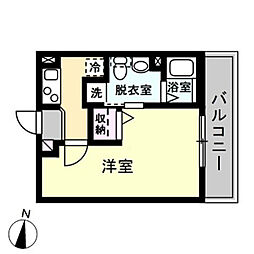 ベイルーム小田栄 1Kの間取図画像