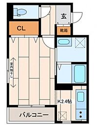 シャルムコート 1Kの間取図画像