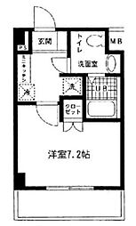 フルーレ池上 1Kの間取図画像