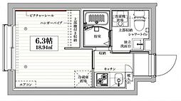 COCOCUBEヤナギハラ 1Kの間取図画像