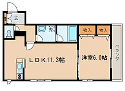 ミラベル諏訪 1LDKの間取図画像