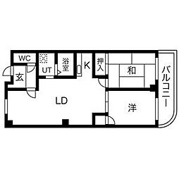 グレース園田 3階2LDKの間取り