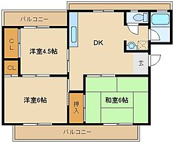 安田コーポ 2階3DKの間取り