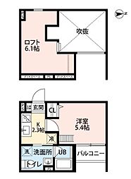 クレア瓦宮 1階1Kの間取り