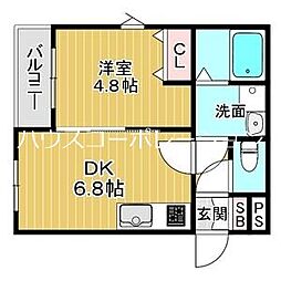 La-Crea塚口本町 2階1DKの間取り