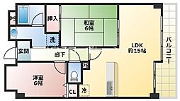 サンフラワー 3階2LDKの間取り