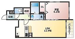 メゾン・デ・クール 1階1LDKの間取り