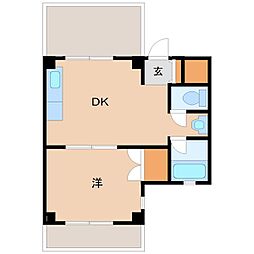 桜木マンション 4階1DKの間取り