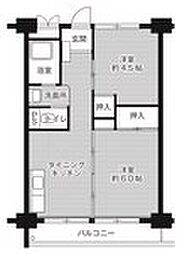 ビレッジハウス南清水タワー 9階2DKの間取り