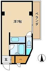 エメラルド大物 2階1Kの間取り