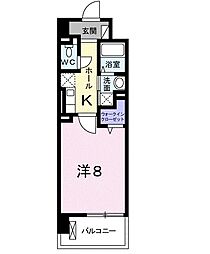 クラシェス尼崎 5階1Kの間取り
