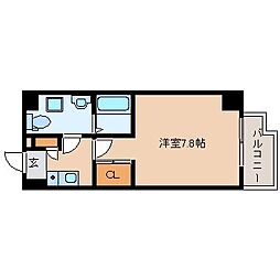 エクセルコート阪神尼崎 15階1Kの間取り