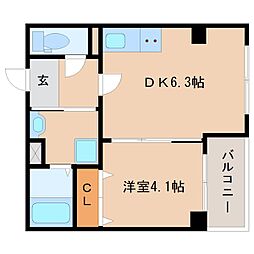 プリエール阪神尼崎 10階1DKの間取り